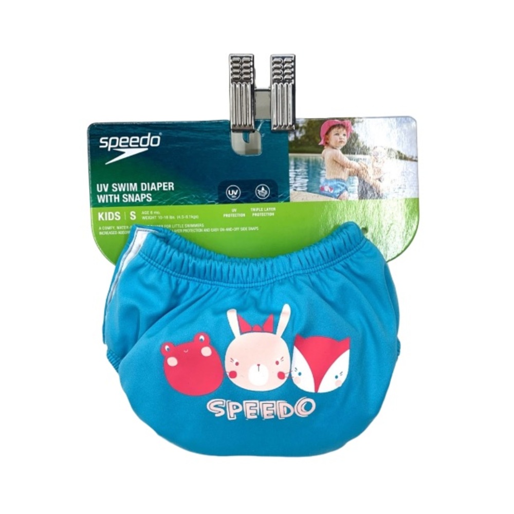 Speedo UV Baby Kids Blue & Pink Swim Diaper W/ Snaps Animal Graphic Small 6 Mo